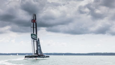 One of the test boats training in the Solent off Land Rover BAR's Portsmouth base.