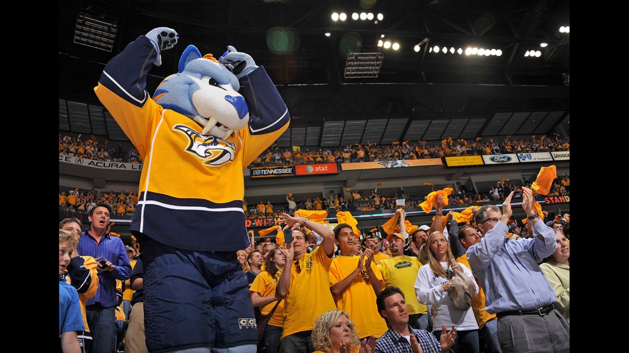 Gnash, sporting a set of fangs, fires up the home crowd.