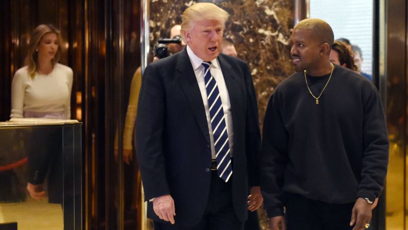 Trump and rapper Kanye West speak to the press after <a href="index.php?page=&url=http%3A%2F%2Fwww.cnn.com%2F2016%2F12%2F13%2Fpolitics%2Fkanye-west-donald-trump-trump-tower%2F" target="_blank">meeting at Trump Tower</a> in New York on December 13. Trump called West a "good man" and told journalists that they have been "friends for a long time." West later tweeted that he met with Trump to discuss "multicultural issues."