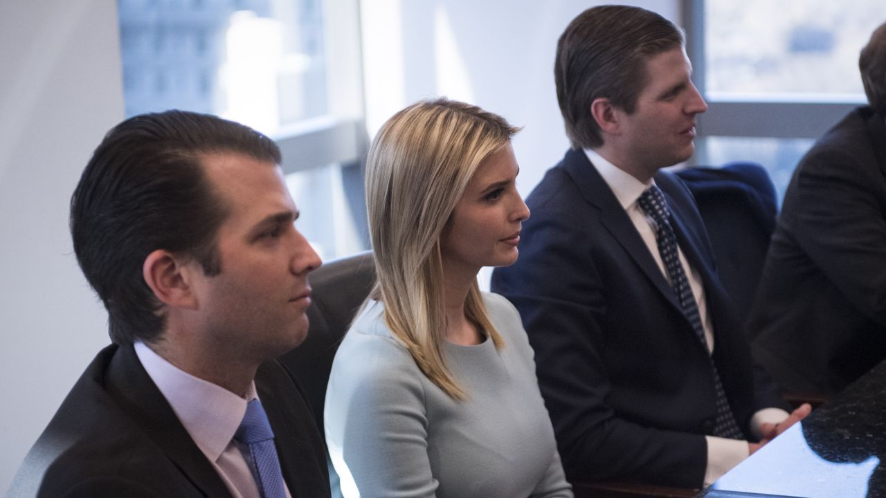 Three of Trump's children -- from left, Donald Jr., Ivanka and Eric -- attend the meeting with tech leaders on December 14.