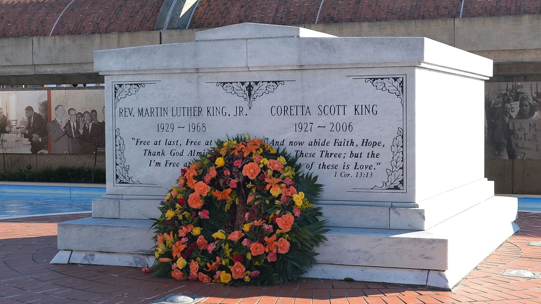 The tomb of Martin Luther King Jr . and his wife, Coretta Scott King, are located at the King Center for Nonviolent Social Change, next door to the Ebenezer Baptist Church. The center is also part of the national historic site. 