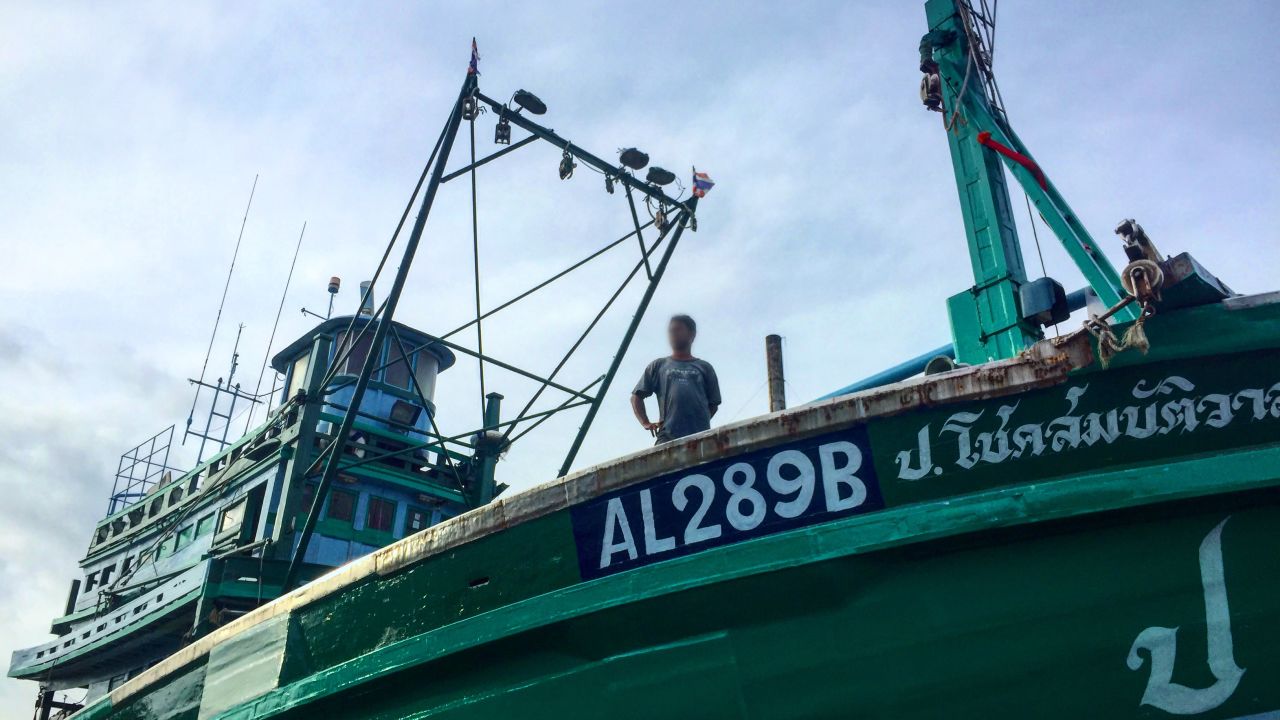 Thai purse seiner is docked at the maintenance area to go under repair in Ranong, southern Thailand.