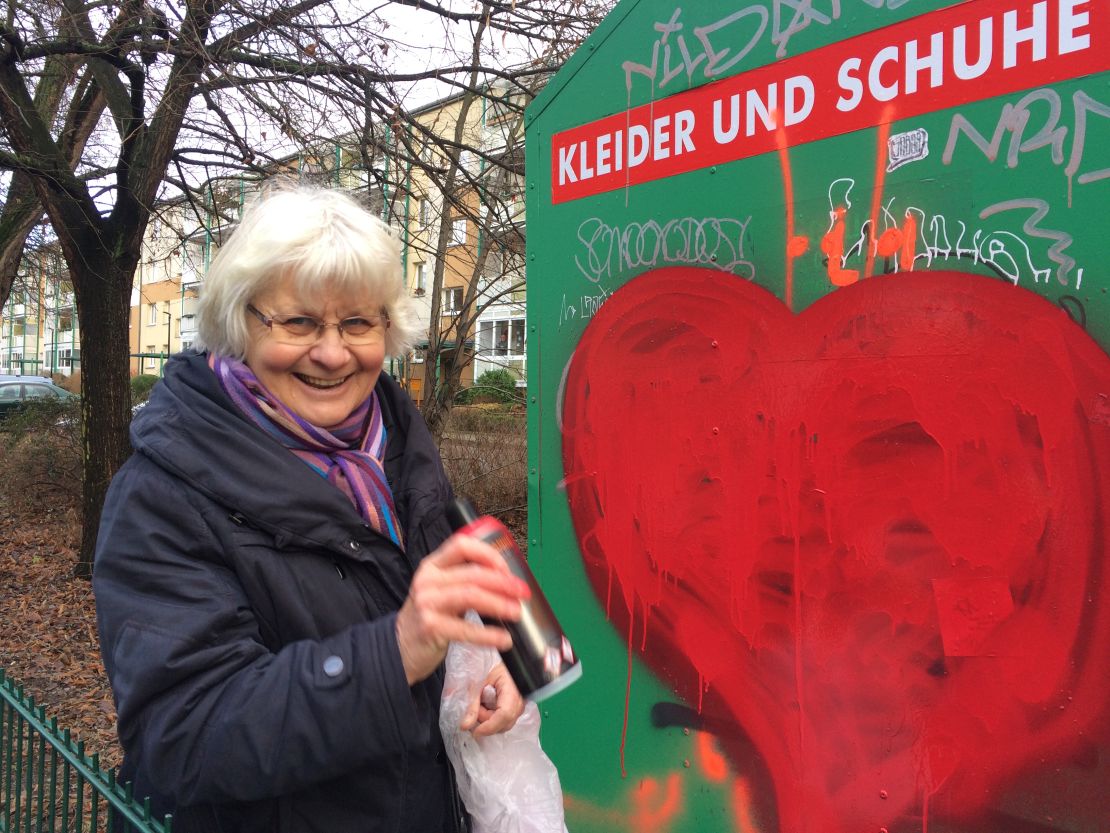 Irmela Schramm has spent the best part of the last thirty years defacing or removing racist graffiti from Berlin walls.