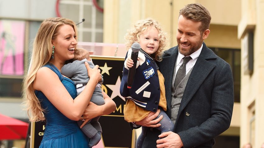 HOLLYWOOD, CA - DECEMBER 15:   Actors Blake Lively (L) and Ryan Reynolds pose with their daughters as Ryan Reynolds is honored with star on the Hollywood Walk of Fame on December 15, 2016 in Hollywood, California.  (Photo by Matt Winkelmeyer/Getty Images)