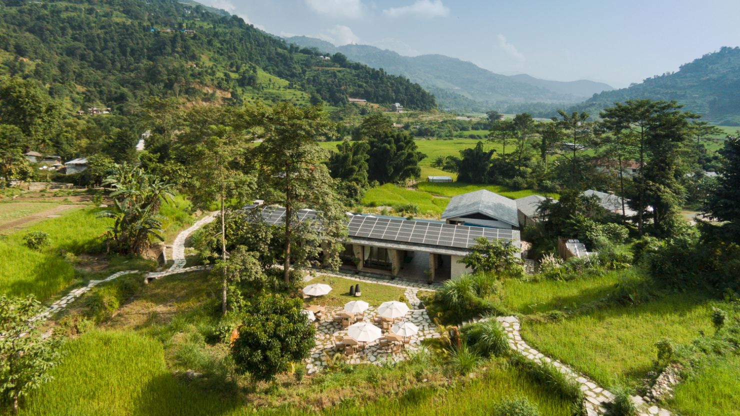 The five-star Pavilions Himalaya eco-resort is situated on a hillside on the outskirts of Pokhara, Nepal.