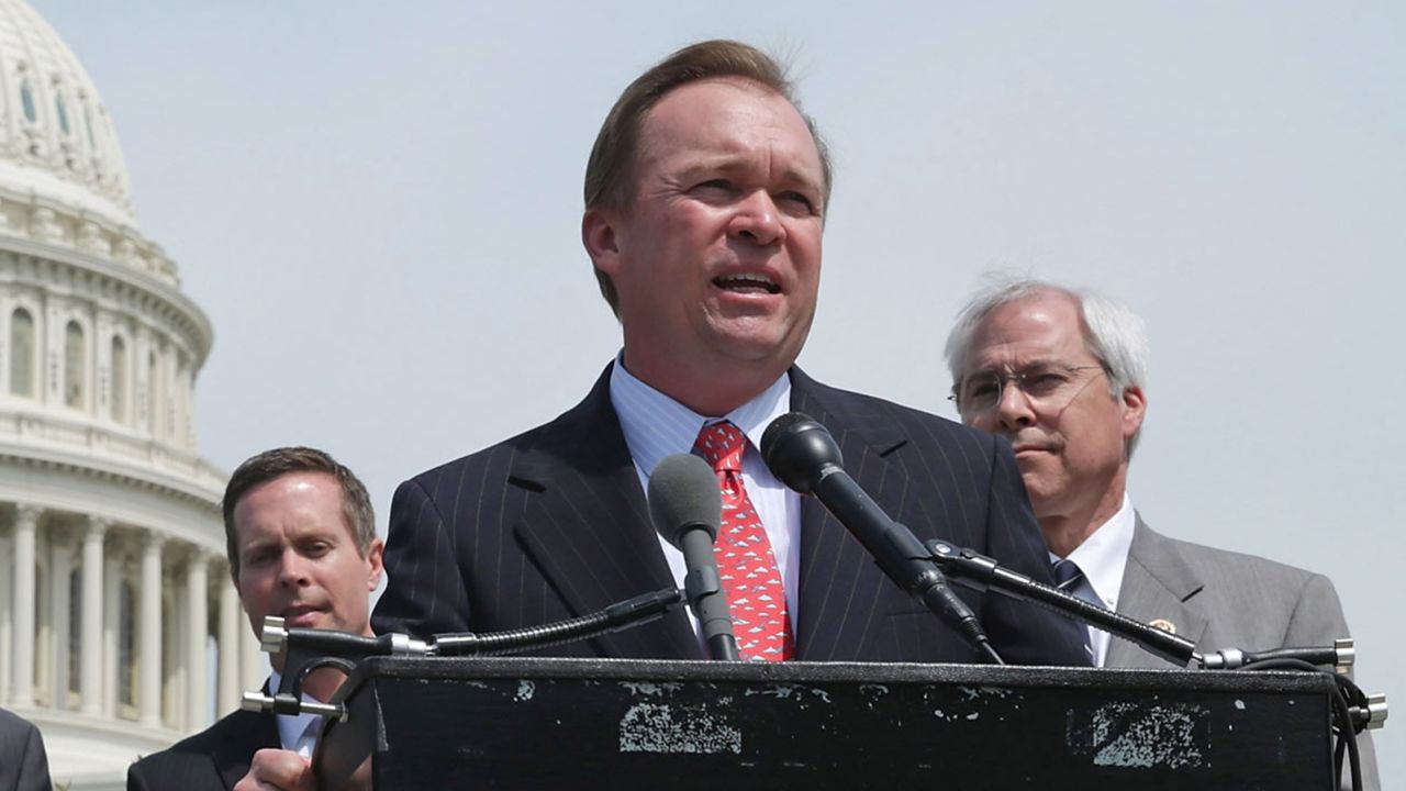Rep. Mick Mulvaney speaks during a news conference with a bipartisan group of House members outside the U.S. Capitol May 20, 2014 in Washington, DC.