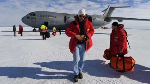 Kerry prepares to board a US Air Force C-17 Globemaster at McMurdo Station, Antarctica, on November 12, 2016, en route to New Zealand. 