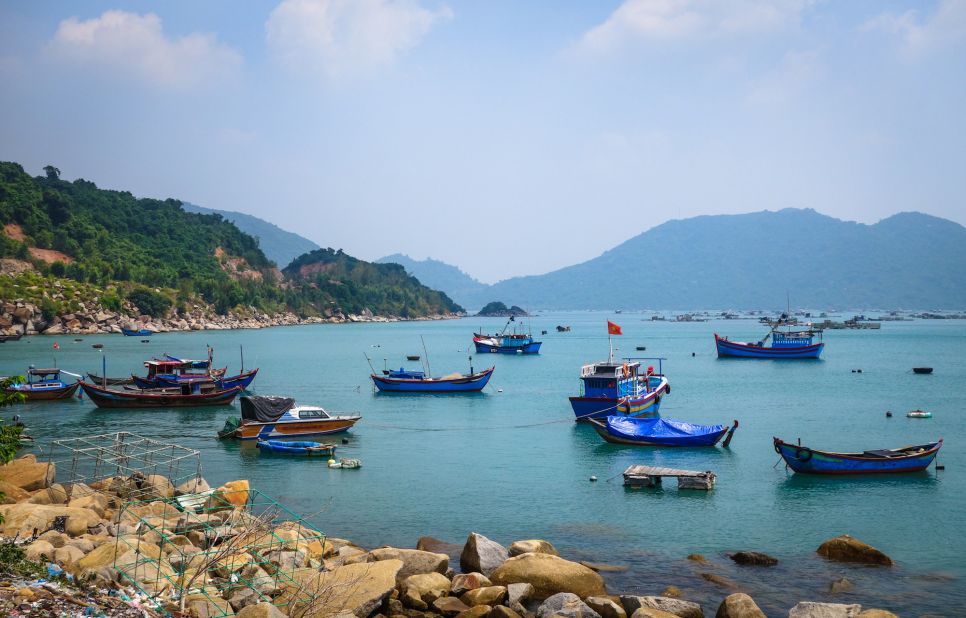 Fishing vessels wait in safe harbor outside of Chi Thanh in southern Vietnam.