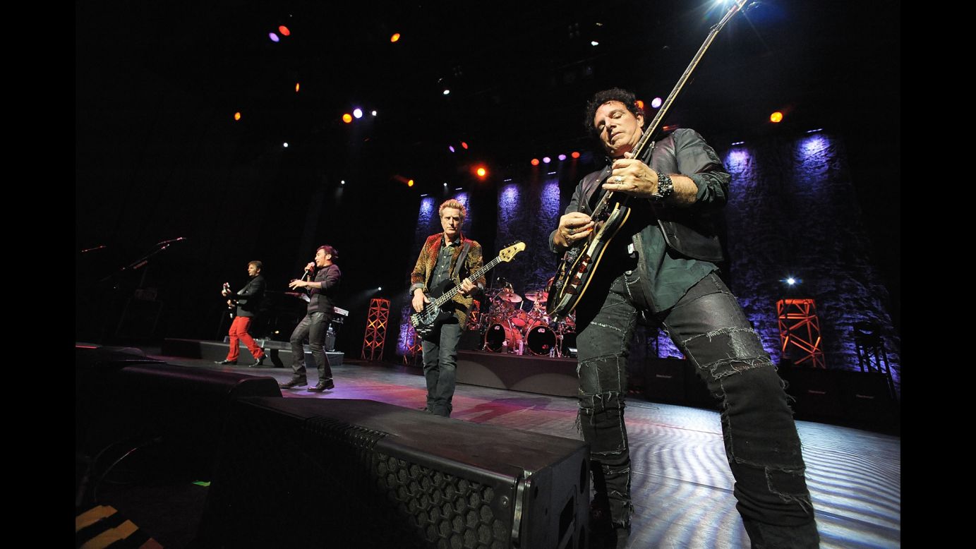 Formed in San Francisco in 1973, Journey combined rich vocal harmonies with guitar licks and pop melodies. Former lead singer Steve Perry helped the band create a string of huge hits in the late '70s and '80s. "Don't Stop Believing" has become an enduring classic. Current band members, right to left, include original guitarist Neal Schon, original bassist Ross Valory, lead singer Arnel Pineda and keyboardist Jonathan Cain. The Rock and Roll Hall of Fame will induct Journey in 2017. The band has sold 48 million units in the US, according to the Recording Industry Association of America.