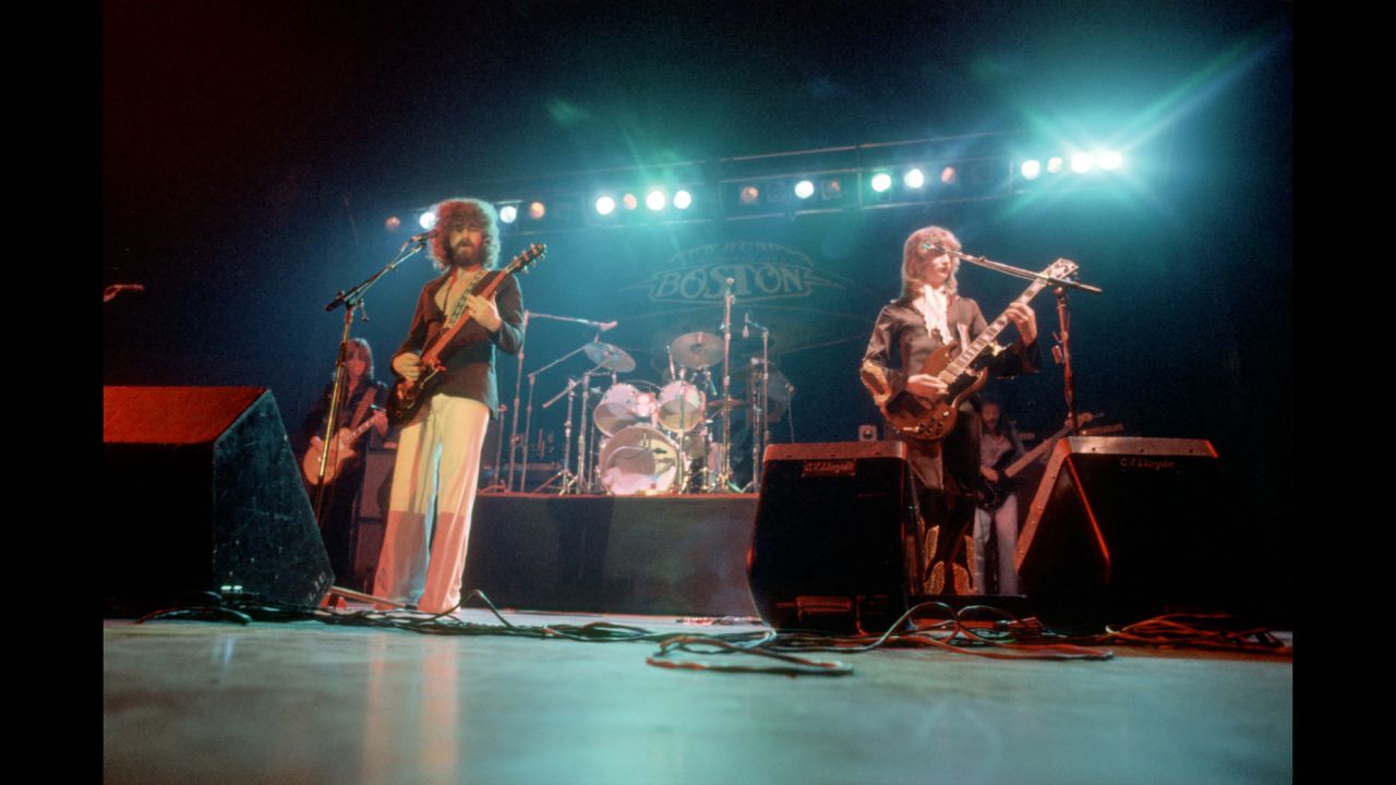 At first, rock music was a hobby for MIT grad Tom Scholz, left, who worked for the Poloroid camera company before turning his passion into a profession. By 1976, Scholz's band, Boston, had released its debut album with singer Brad Delp (center), drummer Jim Masdea and guitarist Barry Goudreau (right). Their best-known hits include "More Than a Feeling," "Don't Look Back" and "Amanda." With only seven albums in its catalog, the band has sold an amazing 31 million units in the US, according to the Recording Industry Association of America.