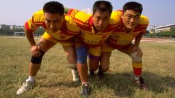 21 Oct 1998:  The Chinese national rugby team front row during a training feature in Guangzhou, Japan.  \ Mandatory Credit: David Rogers /Allsport
