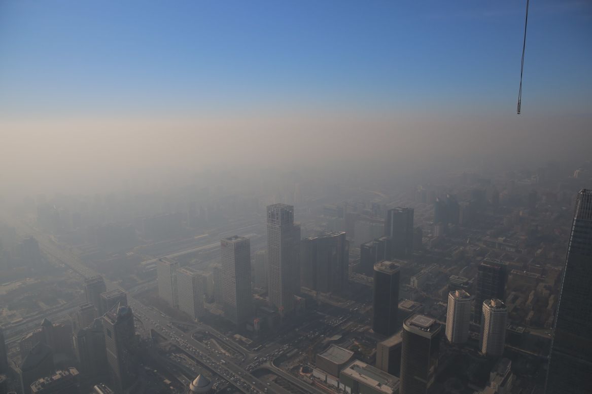 The World Health Organization estimates that annual pollution levels in the capital, Beijing (pictured) are more than eight times the safe level.  