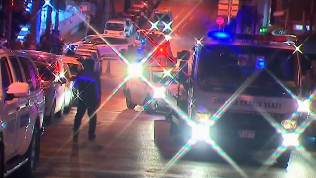 Emergency vehicles respond to the shooting of the Russian ambassador in Ankara.
