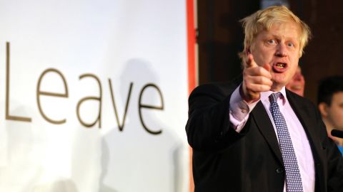 Boris Johnson addressing supporters during a rally for the 'Vote Leave' campaign