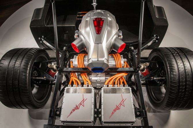 The sleek chassis is complemented by a patent-protected <a href="index.php?page=&url=http%3A%2F%2Fwww.techrules-news.com" target="_blank" target="_blank">"TREV system" </a>-- a hybrid powertrain technology with a built-in turbine generator -- which will create electricity in addition to the power stored in the batteries, the company says. 