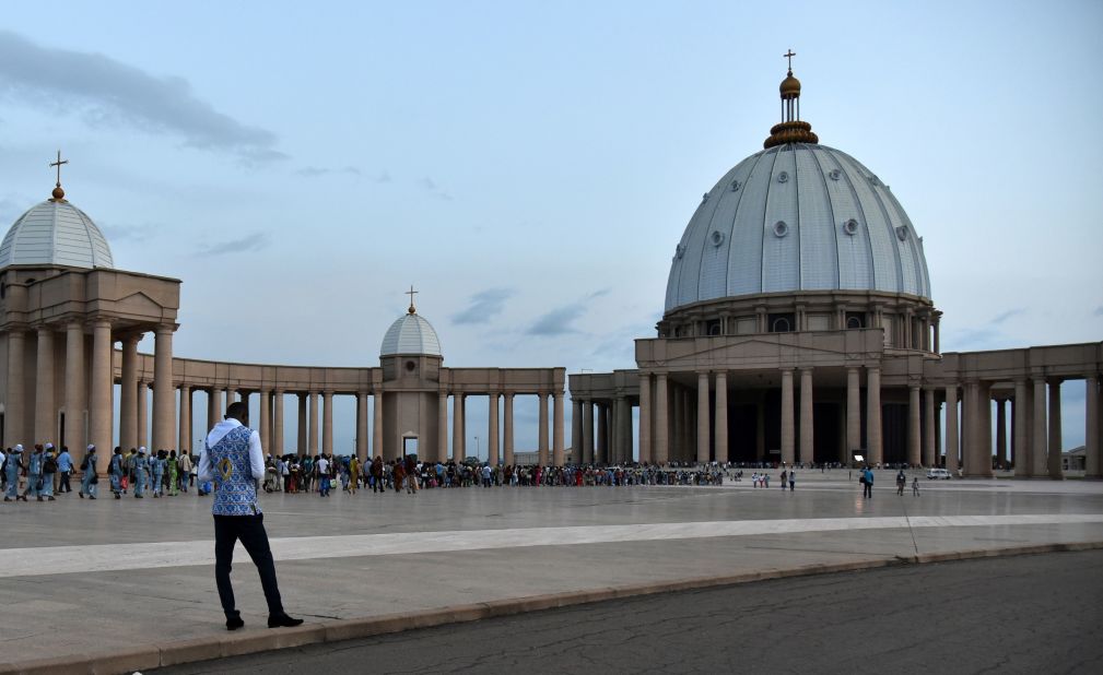Africa's, and possibly the world's, biggest Roman Catholic church is the Basilica of Our Lady of Peace, a post-modern replica of St Peter's, Rome in Yamoussoukro, Côte d'Ivoire. Consecrated in 1990, this pet project of the late president Félix Houphouët-Boigny doubled the poverty-stricken country's national debt, yet few people of any religion kneel under its matronly dome today.