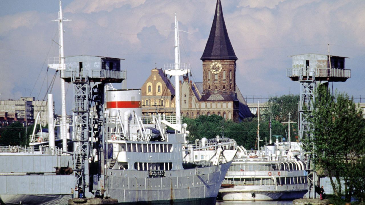 In this file photo, a view of Kaliningrad's gothic cathedral serves as a reminder of the town's historical connection to Germany before World War II.