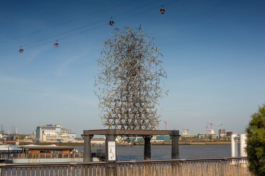 In London, crowd funding is being used to finance innovative public spaces projects such as The Line art walk along the River Lee. "Quantum Cloud" by Antony Gormley (pictured above) was commissioned for the North Meadow Sculpture Project in celebration of the millennium. Evoking the quantum age, and suggesting an unstable relation between energy and mass, it questions whether the body is produced by the field or the field by the body.
