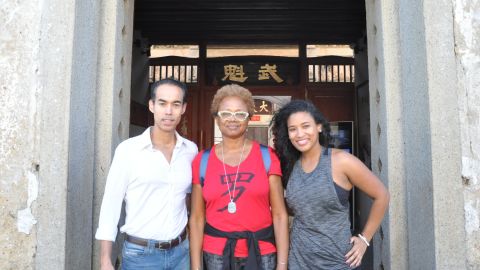John (L), Paula and Chelsea (R) at the Hakka Folk Culture Museum in Shenzhen.