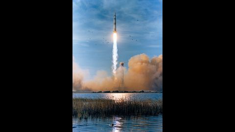 Apollo 8 launched December 21, 1968, from the Kennedy Space Center in Florida. It took three days to reach the moon.