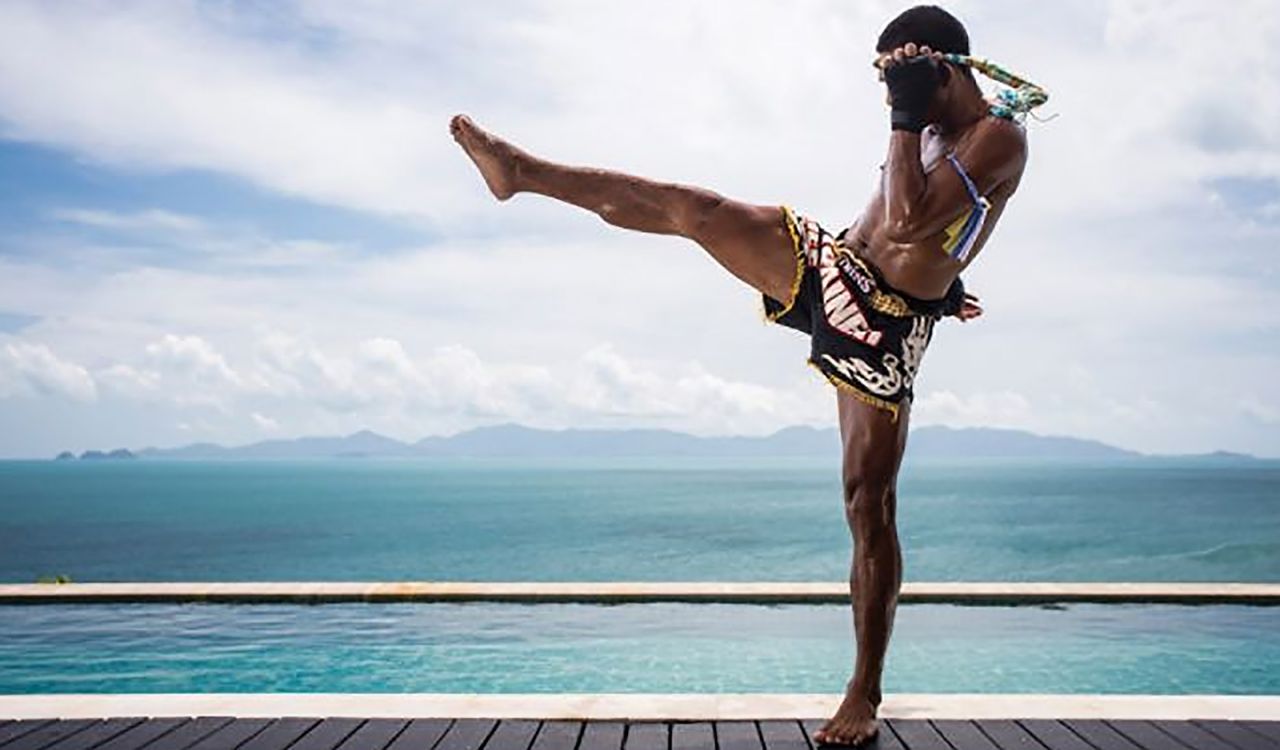 Finessing your flying Muay Thai kicks is more fun with sea views.