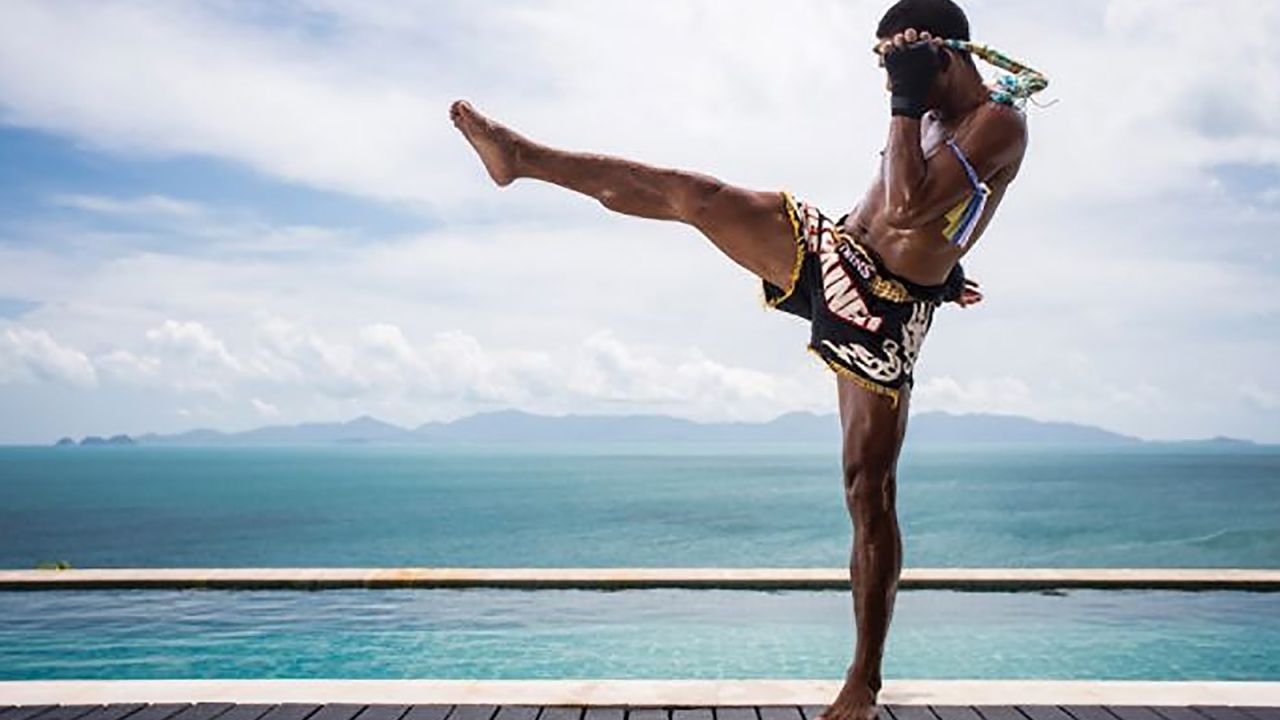 Finessing your flying Muay Thai kicks is more fun with sea views.