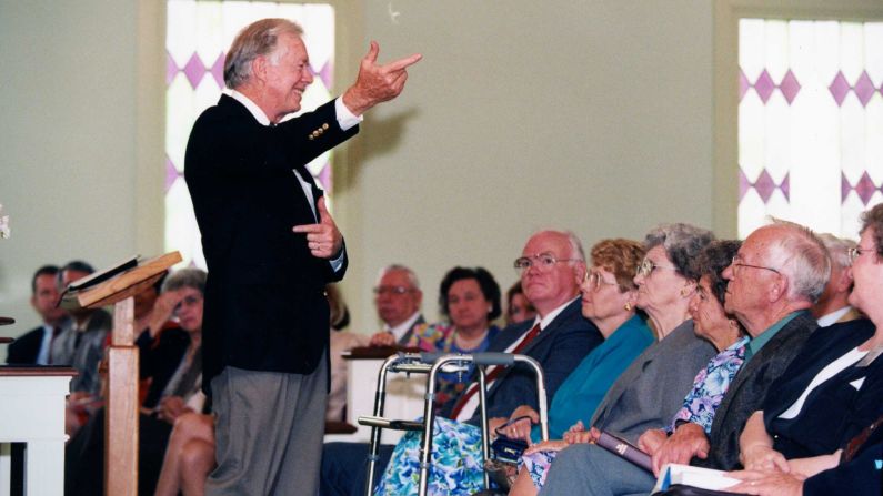 President Carter often teaches Sunday School at Maranatha Baptist Church in Plains, Georgia, at scheduled times throughout the year. It's a two- to three-hour drive from Atlanta. 