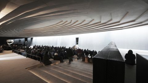 Here, there are no conventional Islamic architectural symbols and, as the architects say, "no worldly references."