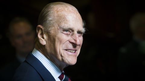 Prince Philip smiles as he visits an Auxiliary Air Force squadron in Edinburgh, Scotland, in July 2015.