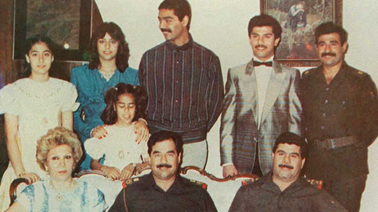 An undated photo showing Saddam Hussein with his family in Baghdad, Iraq.