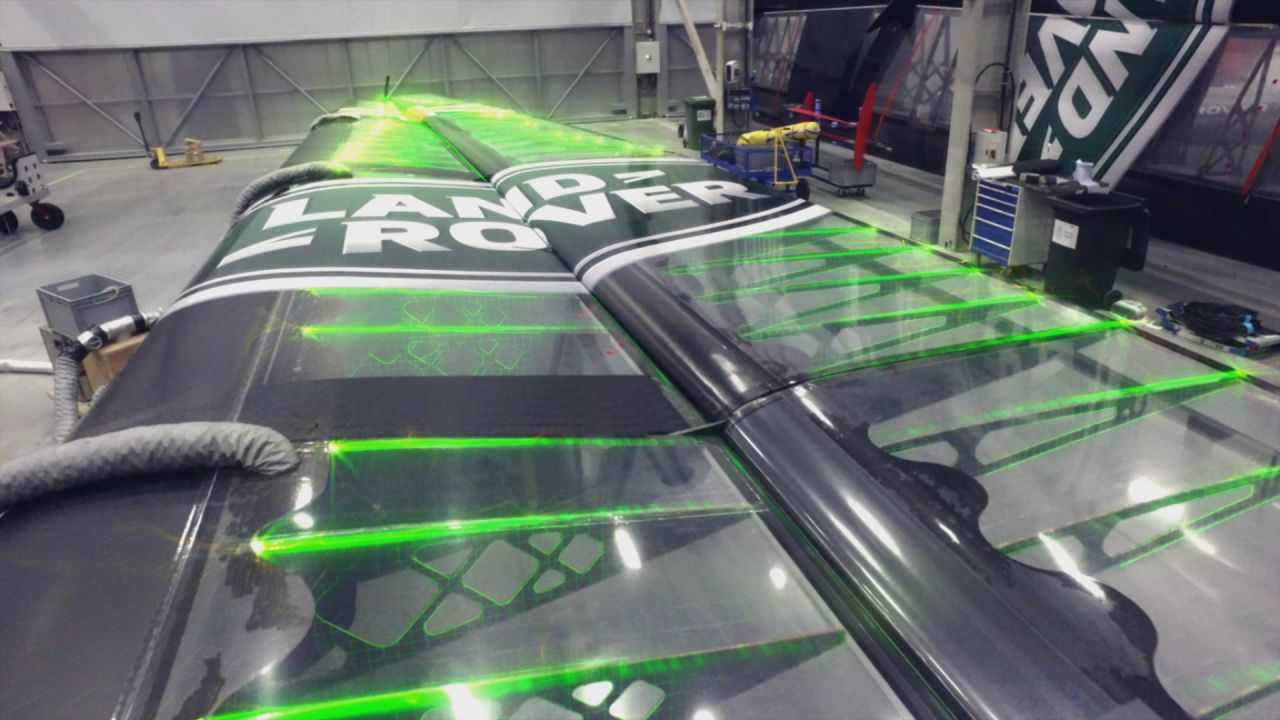 The boat's computer-controlled wing sail is roughly the same size as the wing of a Boeing 737 airliner.