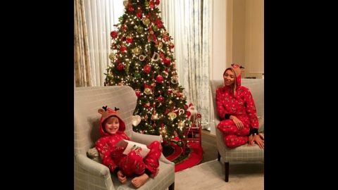 Giuliana Rancic and her son are clearly excited for the holidays. The TV host showed off her tree -- along with their festive red pajamas.