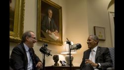 12/7/16, The White House, Washington, D.C.President Barack Obama sits with David Axelrod for his podcast "The Axel Files" in the Roosevelt Room of the White House in Washington, D.C. on Dec. 7, 2016. Gabriella Demczuk / CNN