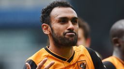 DERBY, UNITED KINGDOM - MAY 14:  Ahmed Elmohamady (L) of Hull City celebrates victory with team mates after the Sky Bet Championship Play Off semi final first leg match between Derby County and Hull City at the iPro Stadium on May 14, 2016 in Derby, England.  (Photo by Michael Regan/Getty Images)