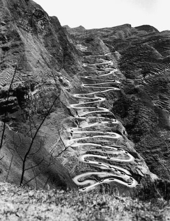 <strong>Wartime role: </strong>A US convoy ascends the road on March 26, 1945, taking supplies to China's wartime capital Chongqing. This picture and others like it appeared in US magazines like Life and came to symbolize Chinese and US cooperation against Japanese occupation during World War II.