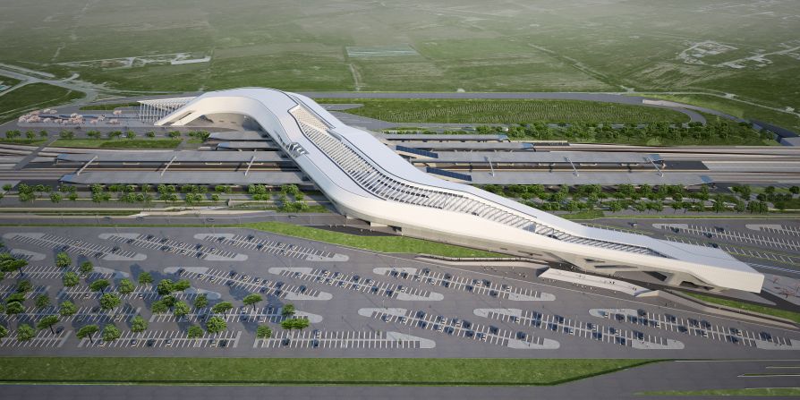 Hadid's firm, Zaha Hadid Architects, which was established in 1979, continues to construct buildings around the world. This train station is dated for completion later this year. 