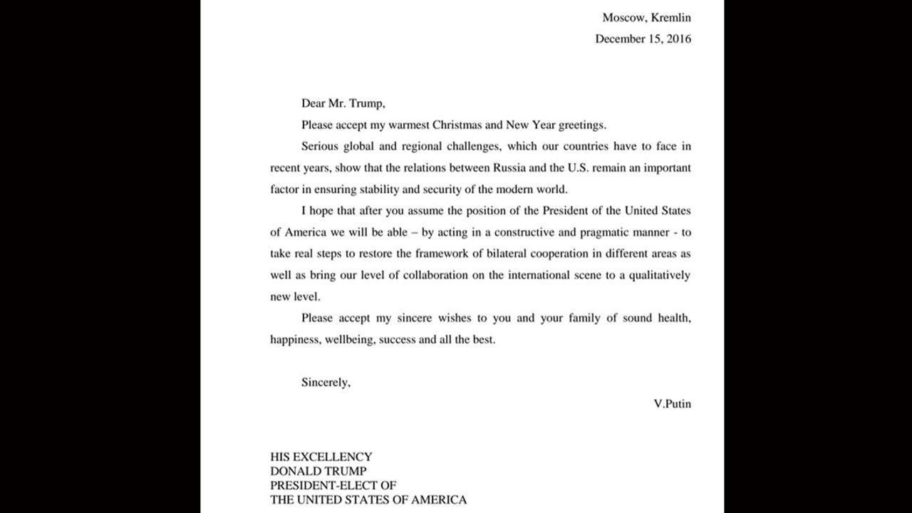 DONALD TRUMP PUTIN LETTER
