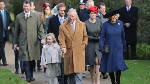 Members of the royal family including Prince Harry, Prince Charles and Camilla, Duchess of Cornwall attending a Christmas Day service at Sandringham in 2016. 