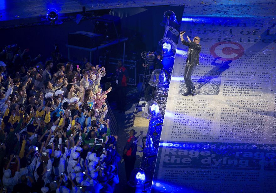 Michael performs at the closing ceremony of the 2012 Olympic Games.