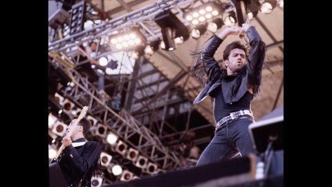 Wham! performs its final show in front of 72,000 fans at London's Wembley Stadium on June 28, 1986. Michael later went on to have a successful solo career.
