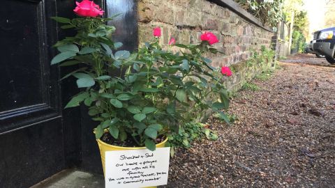 Fans have been leaving tributes outside Michael's London residence in Highgate.