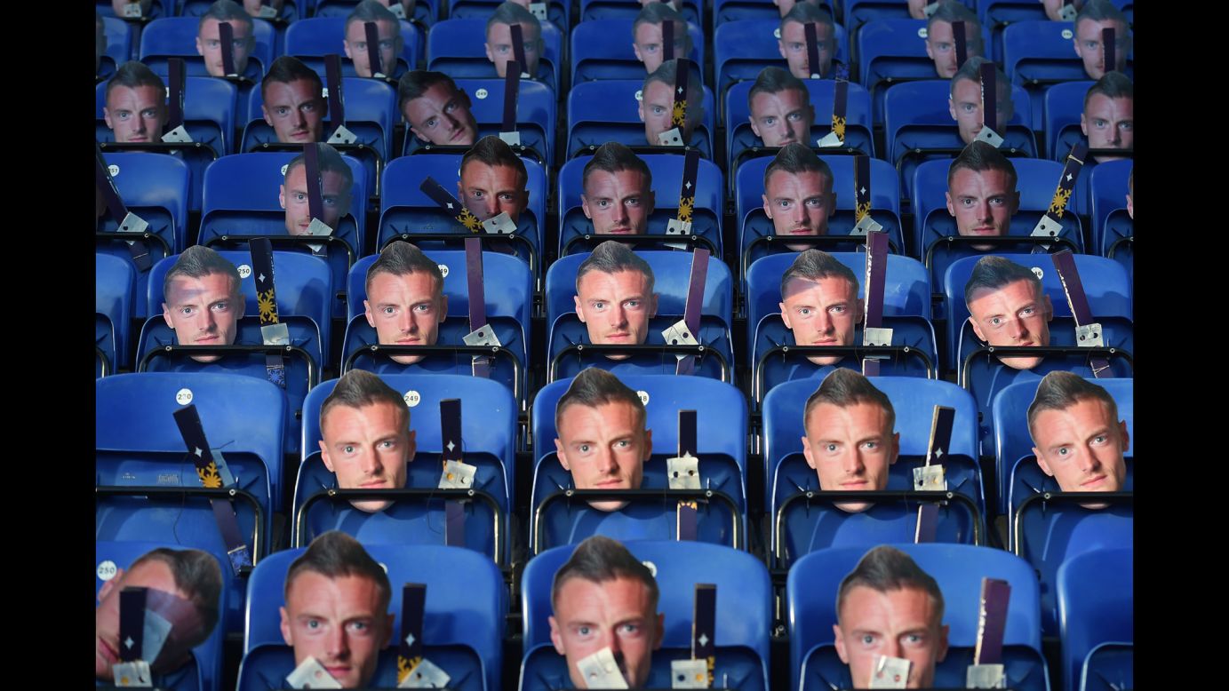 Leicester City owners placed <a href="http://edition.cnn.com/2016/12/26/football/jamie-vardy-masks-leicester-city-football/index.html">Jamie Vardy masks</a> on seats for supporters ahead of the team's Premier League game against Everton in Leicester, England, on Monday. Some <a href="http://edition.cnn.com/2016/12/26/football/jamie-vardy-masks-leicester-city-football/index.html" target="_blank">30,000 masks</a> were left on seats to show Leicester City's disappointment in losing an appeal against Vardy's three-game ban for a sending-off against Stoke earlier this month.