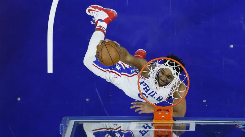 Philadelphia's Jahlil Okafor goes for a shot during an NBA game against New Orleans in Philadelphia last Tuesday. Philadelphia lost 93-108.