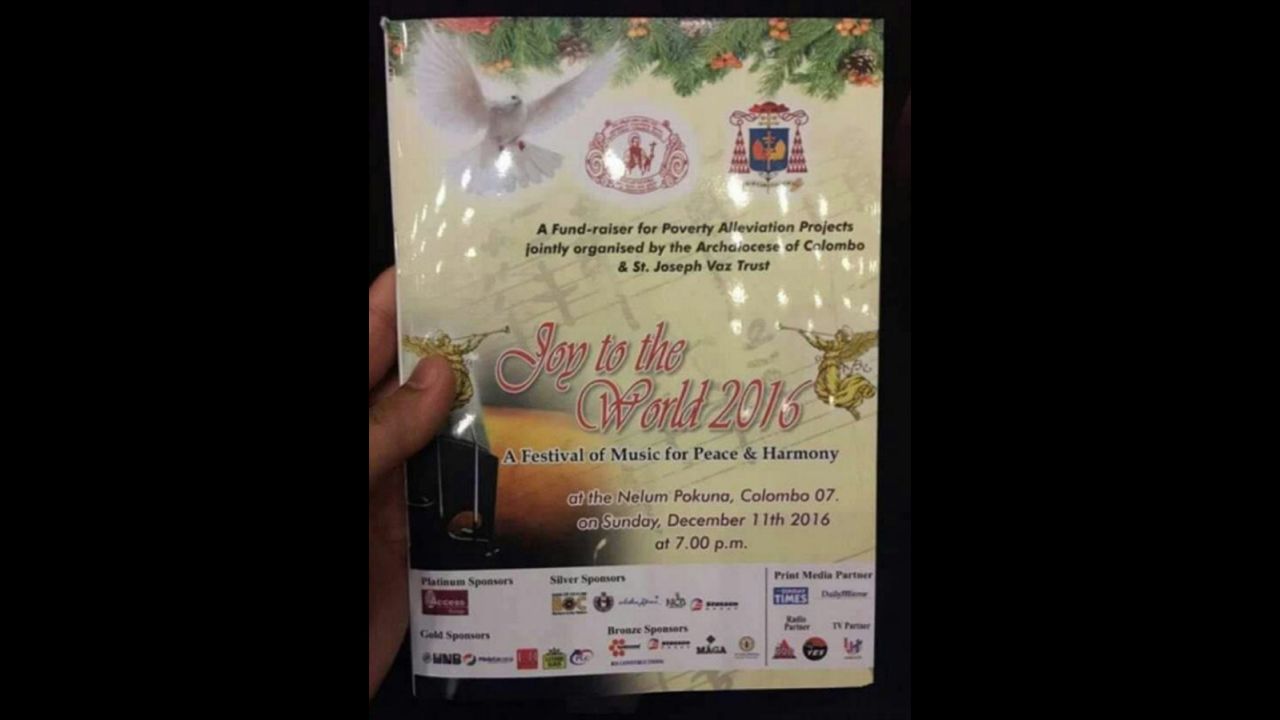 The cover of the hymn service, where misprinted lyrics to "Hail Mary" were used, in Colombo on December 11.