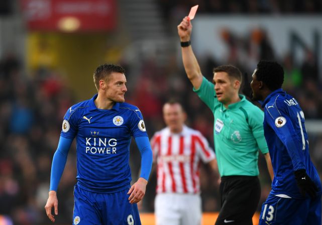 Vardy, Leicester's top scorer last year as the club won its first league title since being formed in 1884, was sent off for a two-footed challenge on Stoke's Mame Biram Diouf on December 17. The Foxes' appeal against his ban was rejected by the English Football Association.