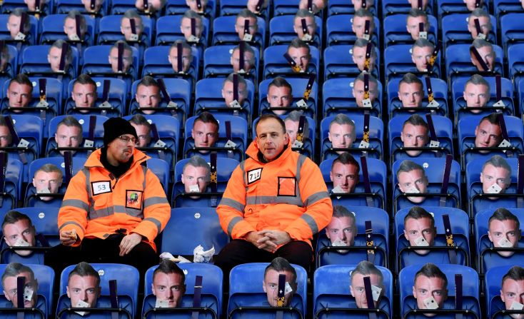 Along with a free mince pie, and t-shirts given away at halftime, the English champion's Thai owners had printed off 30,000 masks in the image of the team's England international striker Jamie Vardy. 