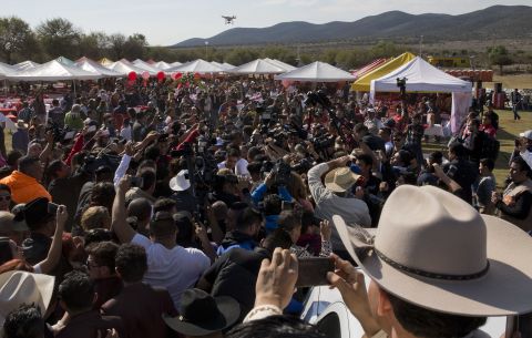 Thousands of party go-ers attend Rubi's birthday party in Joya, San Luis Potosi State, Mexico.