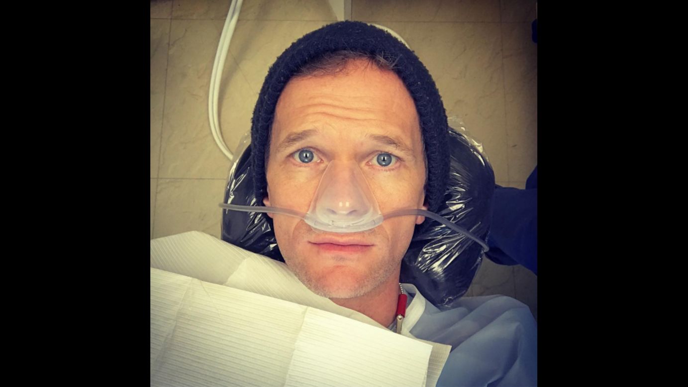 Actor Neil Patrick Harris posted <a href="https://www.instagram.com/p/BOXfhsWDTvI/" target="_blank" target="_blank">this Instagram selfie</a> from a dentist appointment on Friday, December 23. He added the caption: "Someone got a Christmas cavity. I blame the cookies. No, the peppermint bark. No, the Reece's Peanut Butter trees. No, the... aaaaah, nitrous oxiiiide... Nevermiiind..."