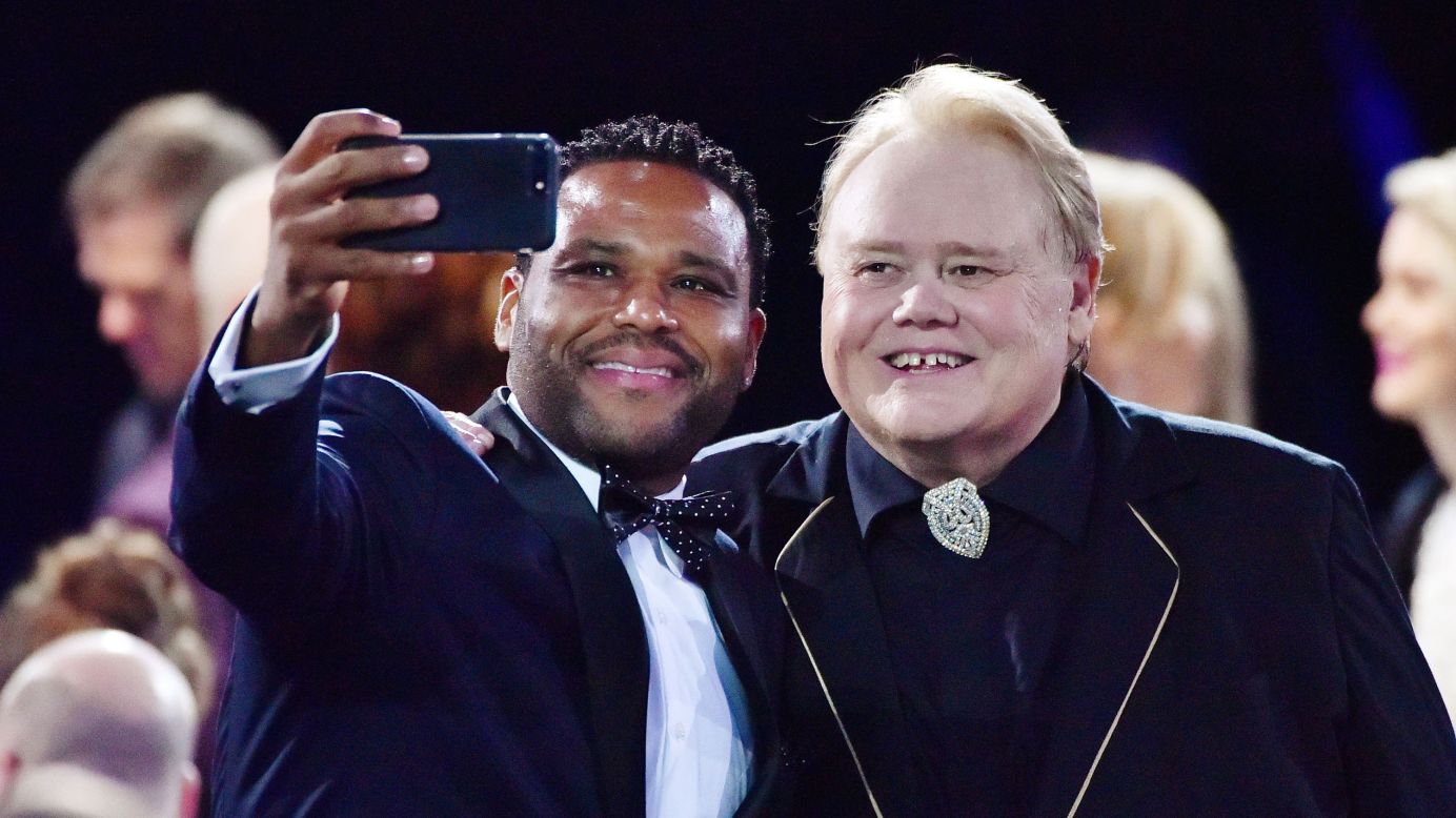 Comedians Anthony Anderson, left, and Louie Anderson take a selfie before the 22nd Annual Critics' Choice Awards in Santa Monica, California, on Sunday, December 11.