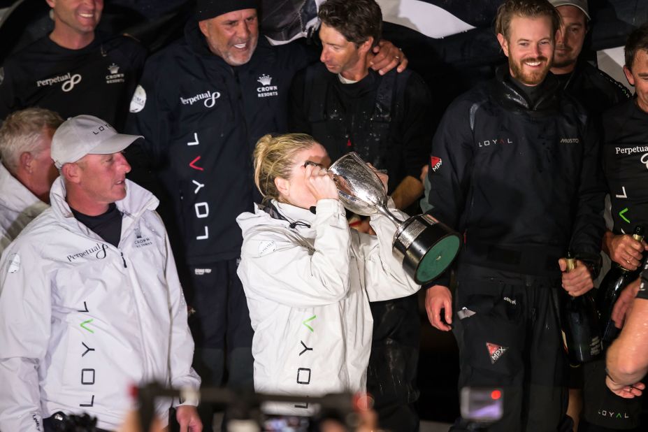 Unlike past years, Bell had just one celebrity member on his crew -- sports presenter Erin Molan (pictured with trophy) -- and he signed up half of the team involved with last year's American winner Comanche, which did not enter in 2016. 